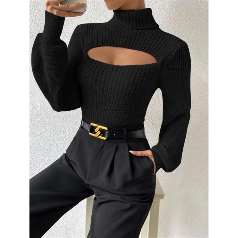 Damen S Hoher Hals Ausgeschnitten Locker Sitzender Pullover Oberbekleidung Top