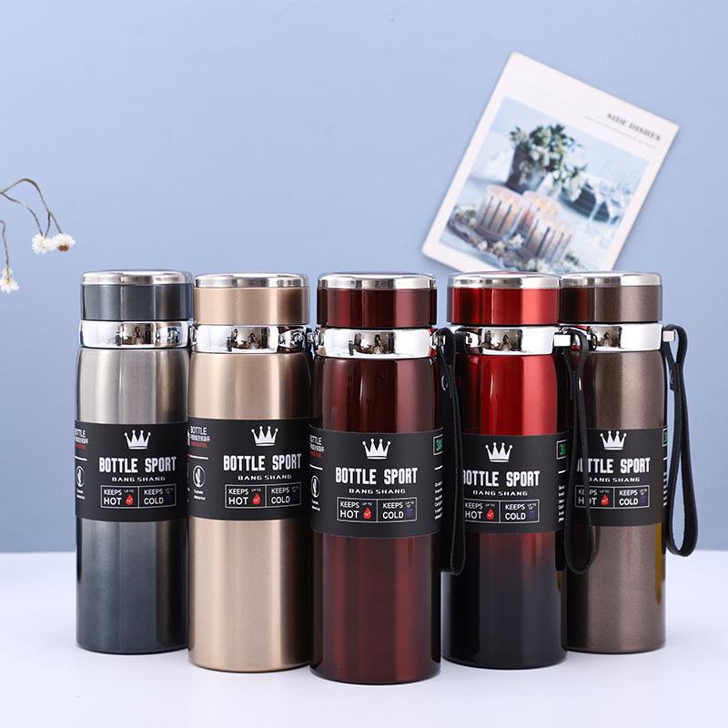 316 Stainless Steel Insulated Sports Water Bottle with Lanyard - Large Capacity