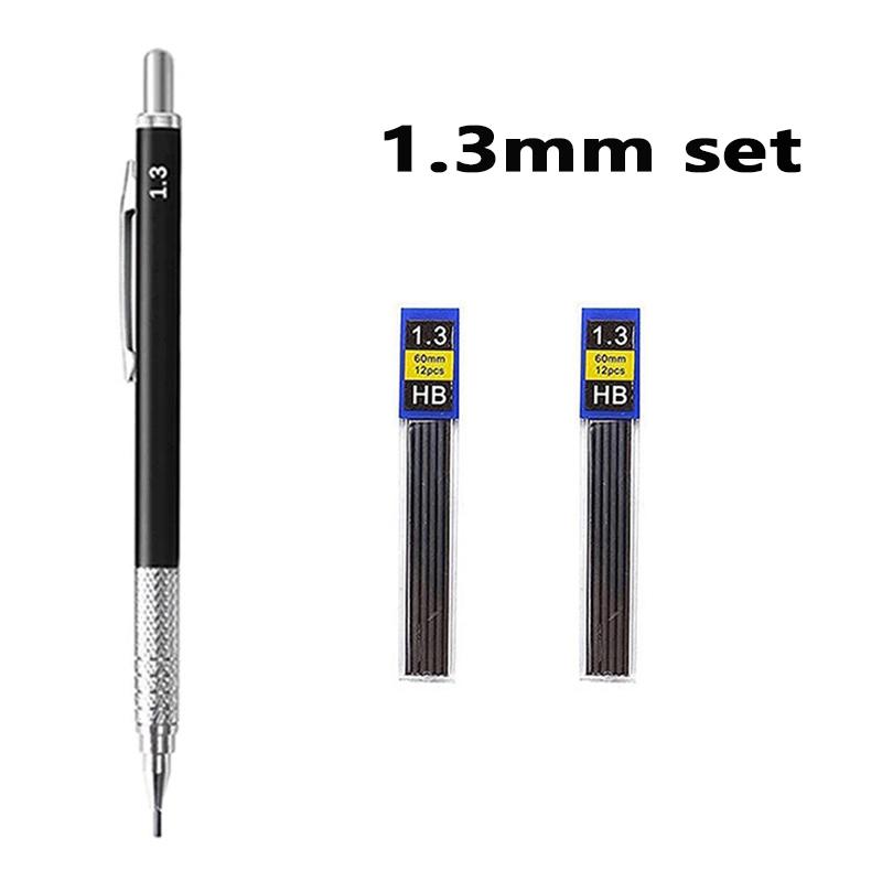 Xiaomi Black Metal Mechanical Pencil with Lead Smooth Writing Sizes 0.3 0.5 0.7 0.9 1.3 2.0mm For Sketching Painting