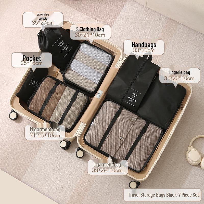 Seven-Piece Travel Storage & Packing Cube Set for Clothes
