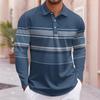 Modern Long Sleeve Polo Shirt, Stylish Striped Design for Casual Wear
