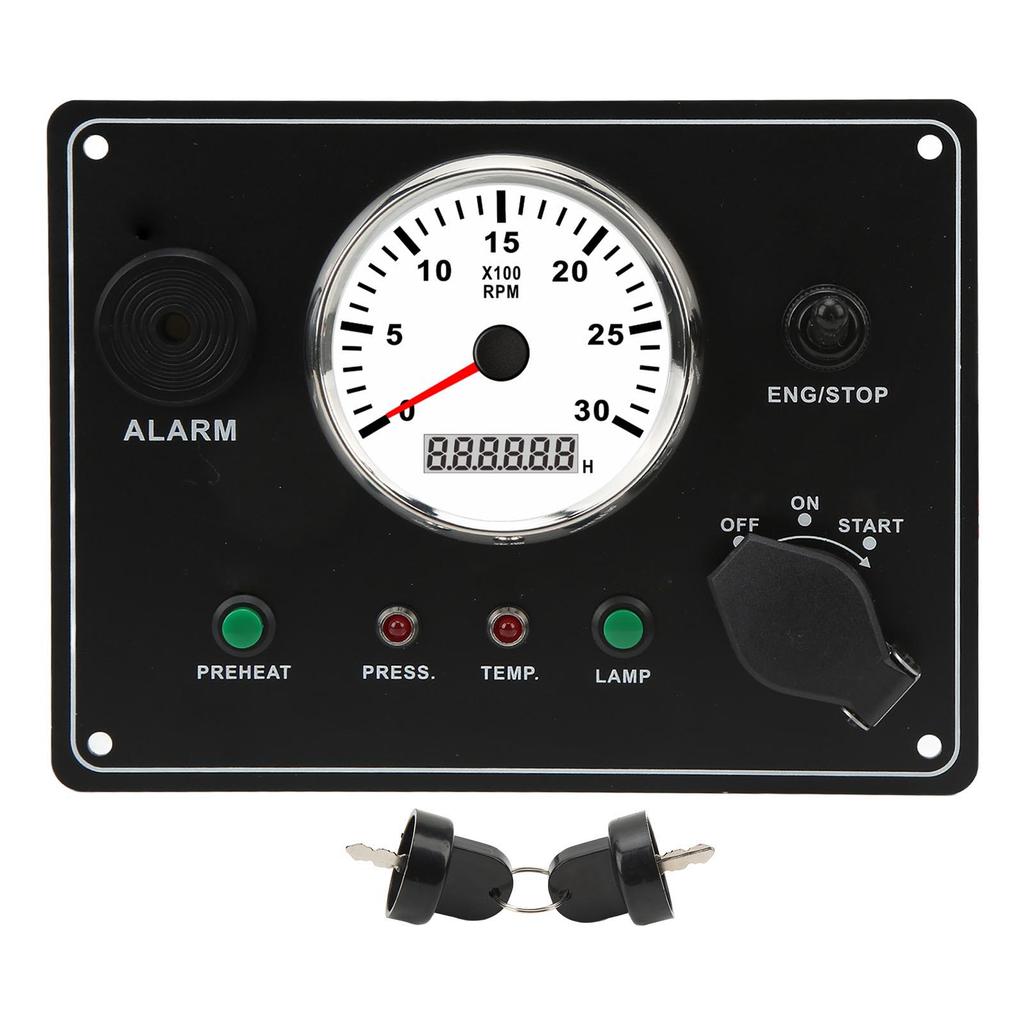 Multifunction Tachometer Panel 3000RPM Oil Pressure Water Temperature Alarm Engine Gauge Panel 12V