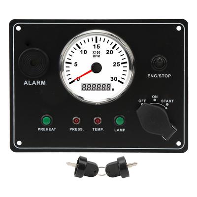 Multifunction Tachometer Panel 3000RPM Oil Pressure Water Temperature Alarm Engine Gauge Panel 12V