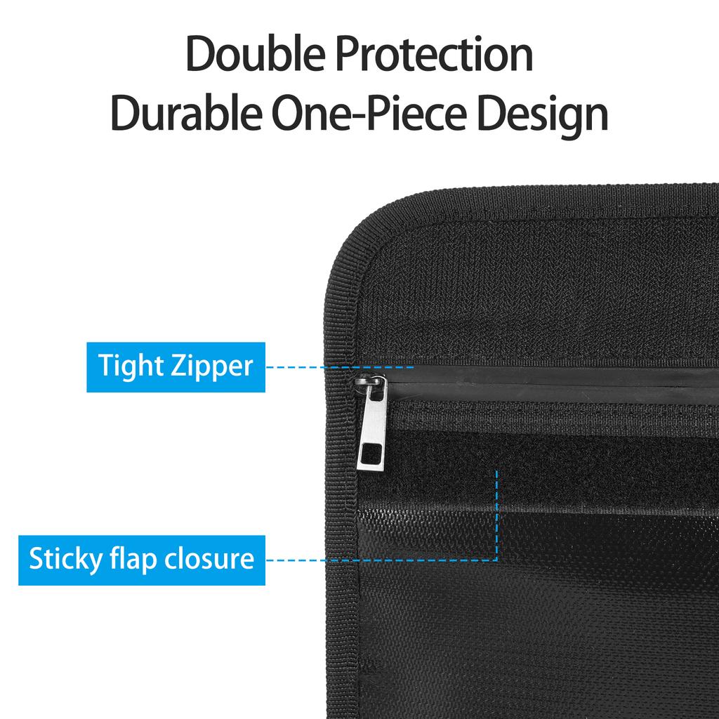 Bisofice Fireproof Document Bag Zipper Closure Cash Safe Storage Waterproof Pouch with Sticky Strip for Certificates