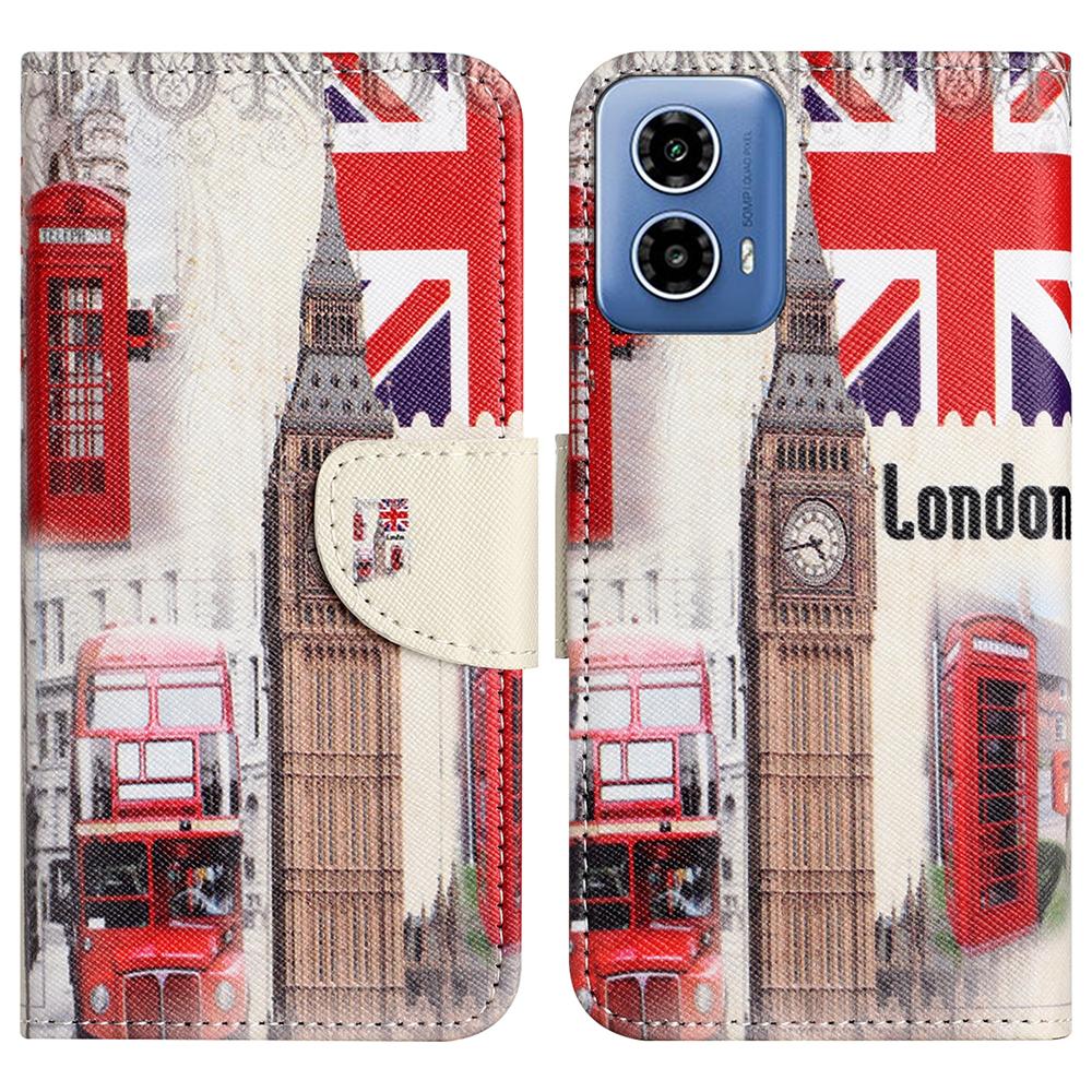 Für Motorola Moto G35 5G Hülle Leder Handyhülle mit Kreuzmuster Druck