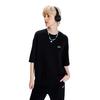 Solid Logo Print Loose Fit Crew Neck Pullover Short Sleeve Sweatshirt Men Sweatshirt Black LUT0051023RV00FK11000