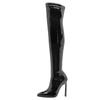 Sexy Thigh High Boots For Women Sexy Point Fetish Party Shoes Lady Heels Over the Knee Boots Red Black Leather Winter Long Boots