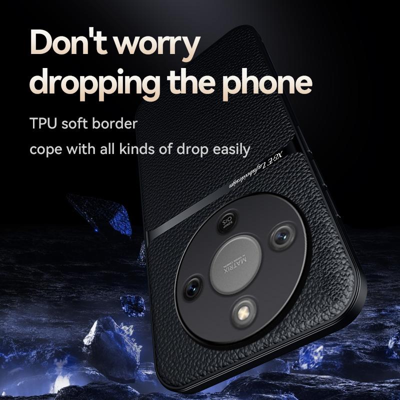 High Grade Luxury Magnetic Car Holder Leather Case For Honor X70 Silicone Protective Scratch Resistant Back Cover