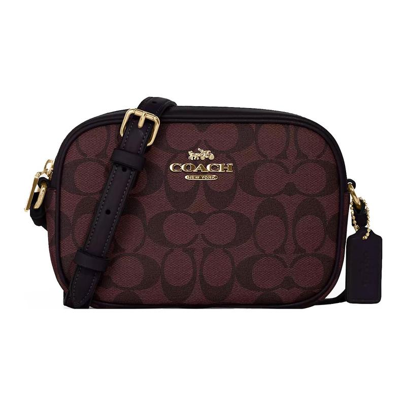 

COACH Jamie 19 Gold Logo Classic Presbyopia Zipper Closure Card Slot Coated Canvas with Leather Crossbody Bag Small Women s Gold and Crimson золотий