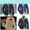 Herren Jeansjacke Mit Pelzkragen Gefüttert Winter Warm Lässig Denim Mantel M-6xl