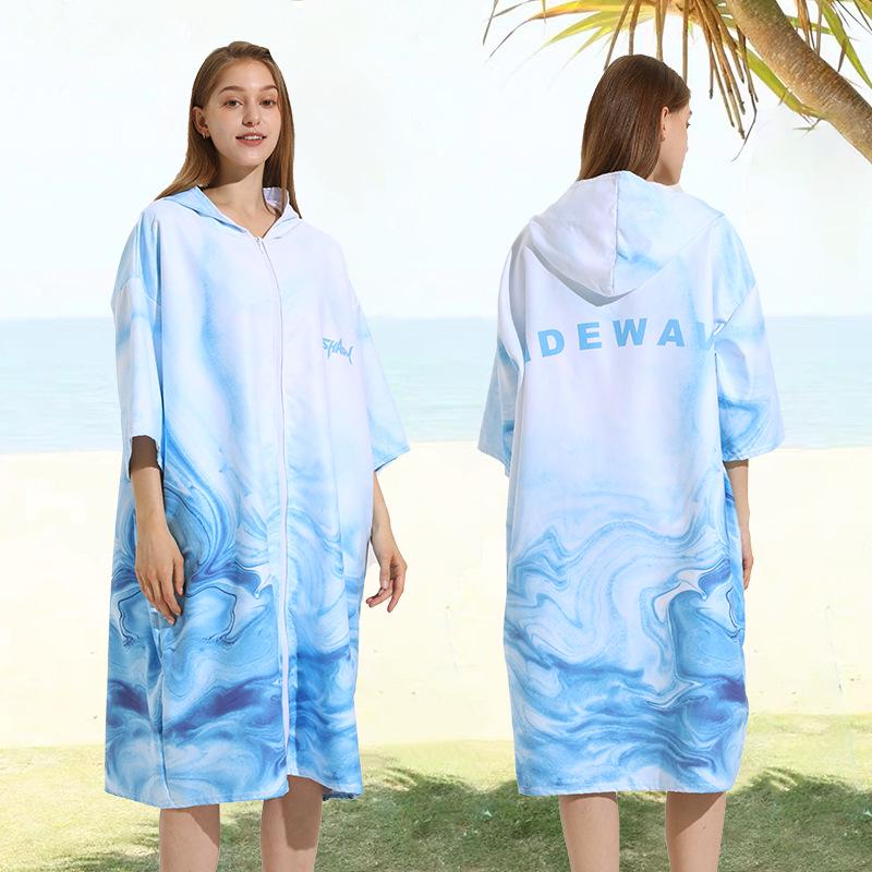 Quick-Dry Surf & Dive Change Robe: Zippered, Absorbent Beach Towel Poncho