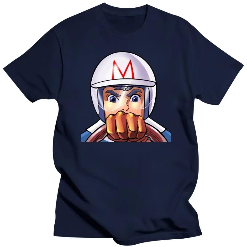 Vintage Speed Racer T Shirt Men Crew Neck Short Sleeve Anime Cartoon Mach 5 Tee Tops Cotton Regular Fit T-Shirt Clothing Gift
