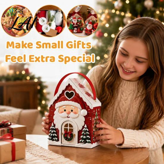 Seasonal Candy Packaging Boxes Christmas House Handle 3D with Gift Box Gingerbread/Santa Claus/Tree/Snowflake Decorative Cardboard