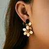 Übertriebenes doppellagiges Blumen-Design 18 Karat Goldplattierte Kupfer-Ohrringe für Damen