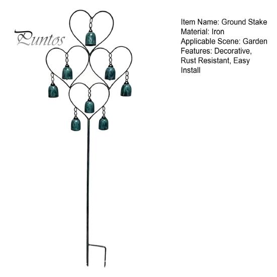 Unique Garden Art Vintage Metal Stakes, Heart Shaped Wind Chimes Stake Decor, Whimsical Lawn Sculptures Rustproof Gardens Stakes for Outdoor