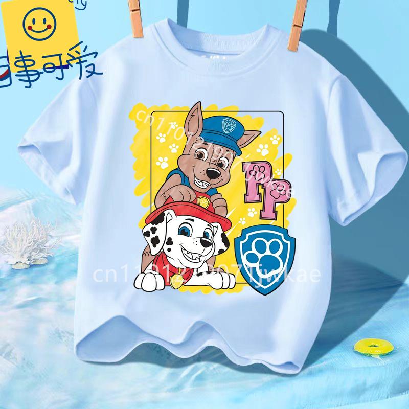 Summer Kids Korean Clothes Baby Casual Tees Cute Birthdays Gifts Paw Patrols Girl Boys T Shirt Cartoon Skye Short Sleeve Tops