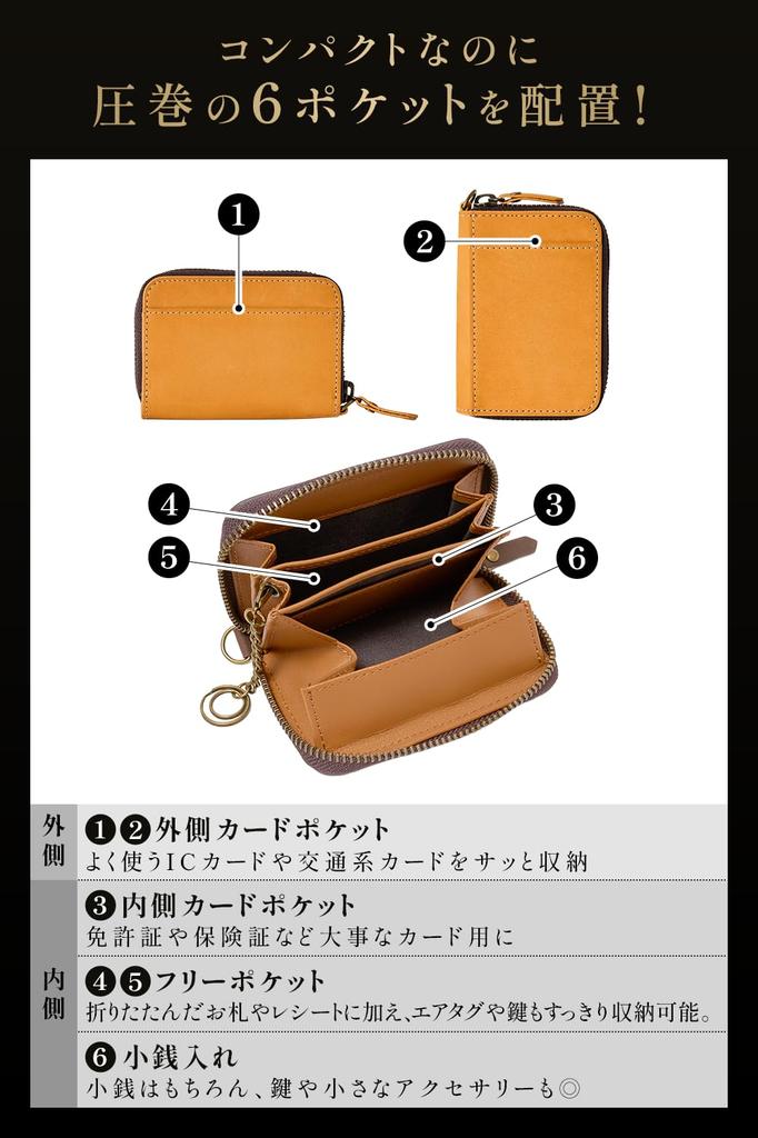 Kameto Tasche Echtes Leder Münz-Mini-Portemonnaie aber Groß und Kompakt Touchscreen-Zahlung Akzeptiert Perfekt für den Weg zur Arbeit Handgefertigt aus Artisan Crazy