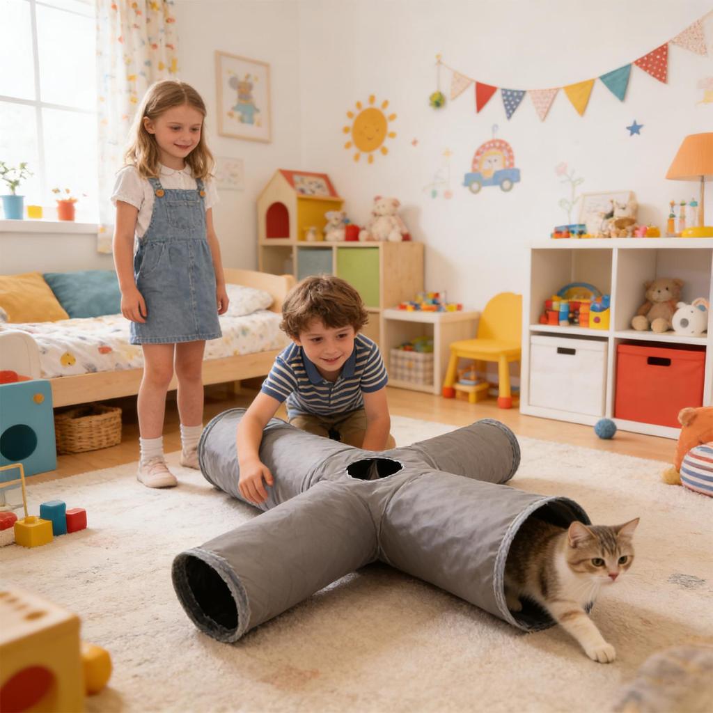 Tunnels For Indoor Cats Maze Puzzle Interactive Foldable Flexible Cat Play Tunnel For Kitten Pet Christmas Halloween Birthday