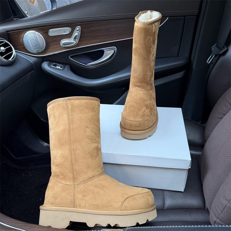 Winter new high tube thick-soled big head snow boots women's suede velvet thermal shoes medium tube