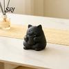 Cat Decor Mini Cute Figurine 3D Printed Drinking Tea Statue Healing Ornament Small Desktop for Living Room Bedroom Office Shelf Black And White