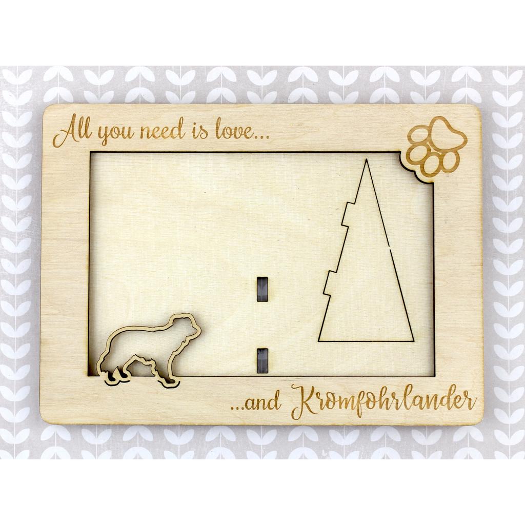 Kromfohrländer, Kromi – Photo frame, engraved wooden frame | Art-Dog