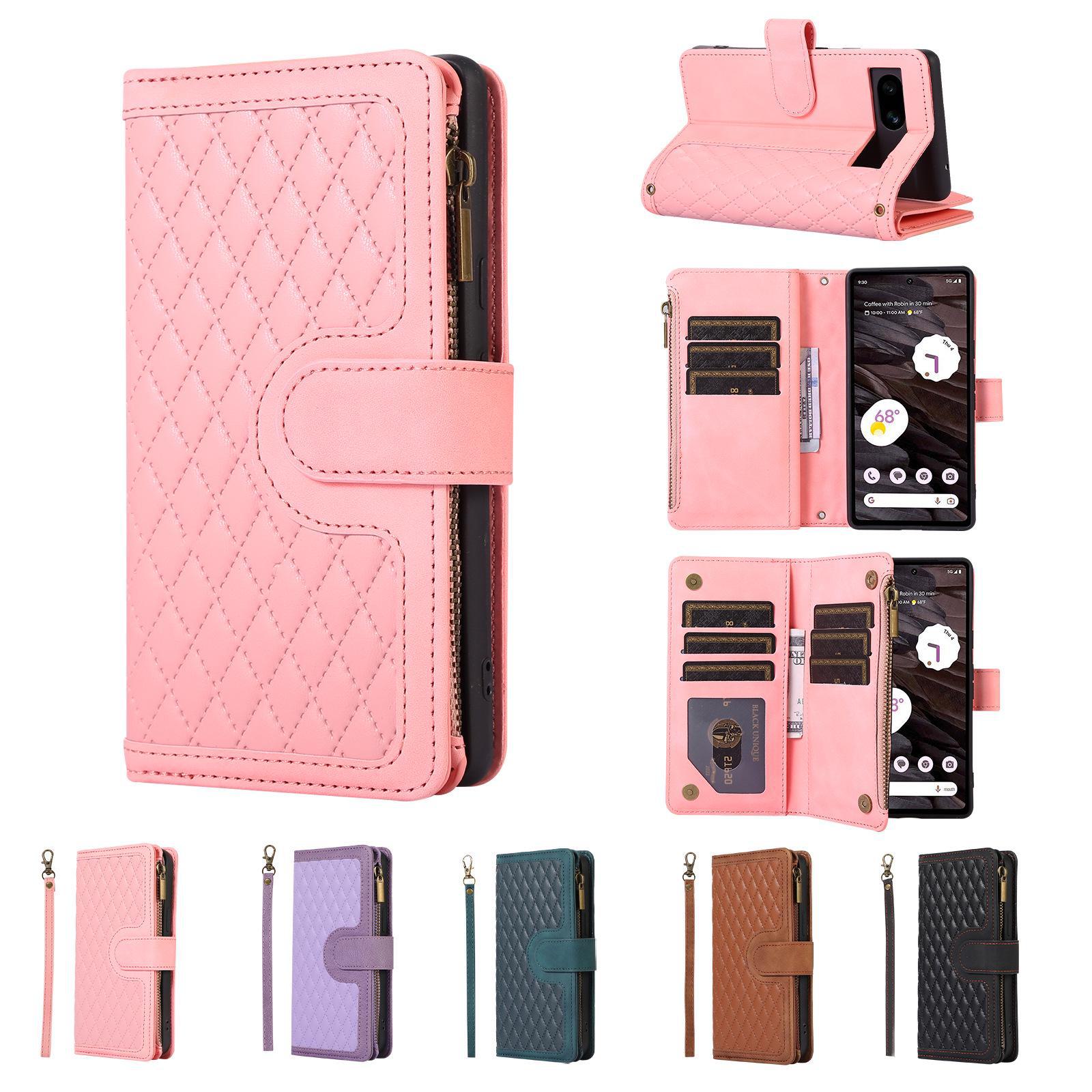 

Высококачественный чехол-кошелек с пряжкой Diamond для Google Pixel 7A Pixel 8 Pro розовый