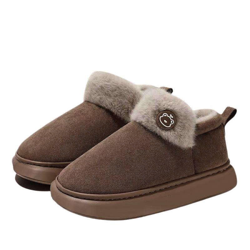 Winter 2025 new high-top cotton slippers bag heel indoor home fluffy plush thick-soled warm cotton shoes
