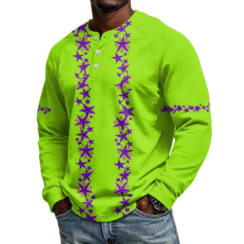 Men's Long Sleeve Shirt Loose Fit Casual Top for Halloween and Everyday Wear