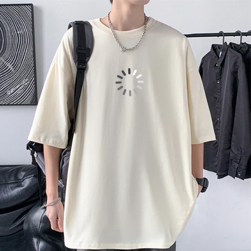 Summer Men's Oversized Drop Shoulder T-Shirt 100% Cotton Streetwear Tee