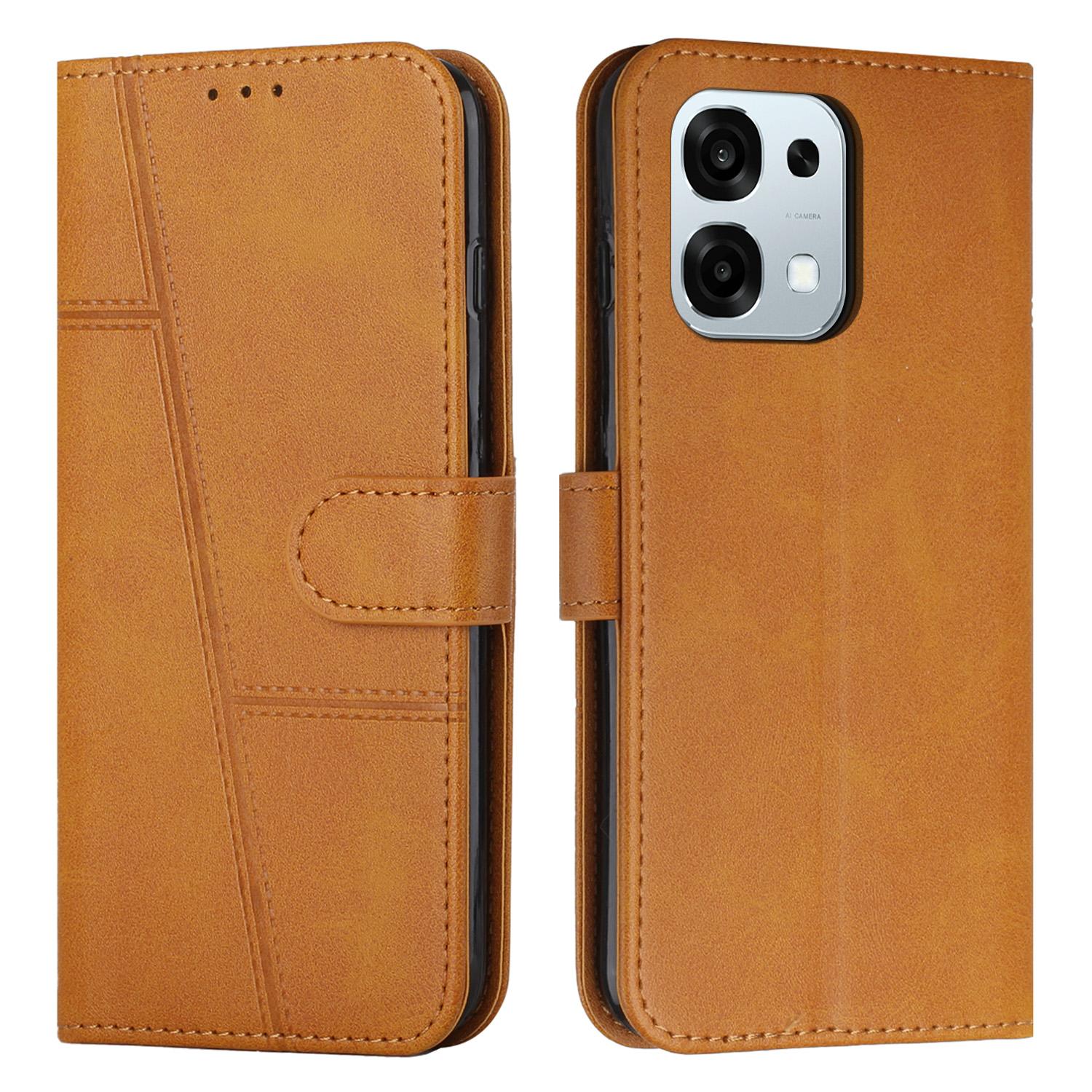 

Leather Phone Case For Oppo F31 5G/A6 Pro 5G/4G Foldable Stand Wallet Flip Cover with Strap