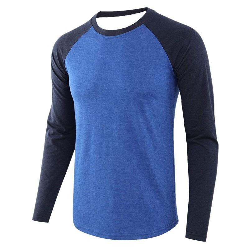 Men Raglan Long Sleeve Baseball T Shirt Crew Neck Color Block Casual Contrast Sleeve Tee