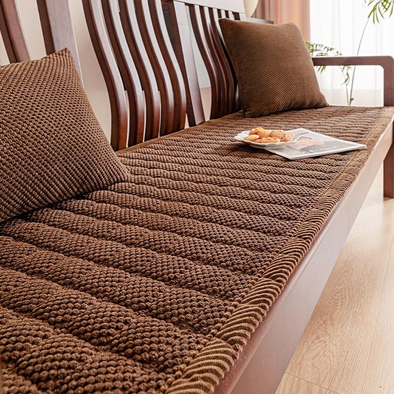 Толстая вельветовая подушка для дивана на осень-зиму противоскользящая из массива дерева подушка на сиденье дивана износостойкая и долговечная чехлы на сиденья серый 50x50cm 196x196in кофейный 2480₽