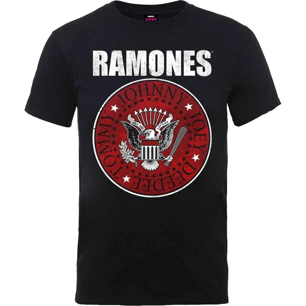 Rockoff Trade Men s Ramones Red Fill Seal T - Shirt Black Small 4XL