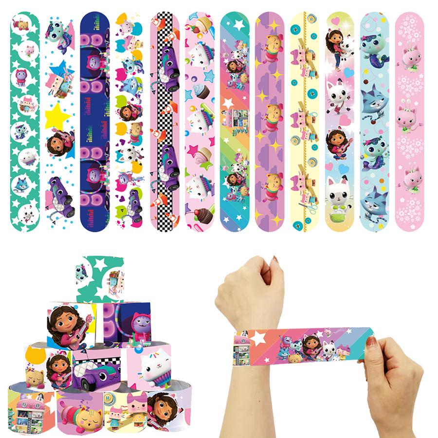 Discover Intime Unisex 12-60Pcs Gabby Dollhouse Cats Snap Slap Bracelets Wristbands Celebration Favors Xmas Stuffers Fillers Birth Date Celebration Decorations Cm