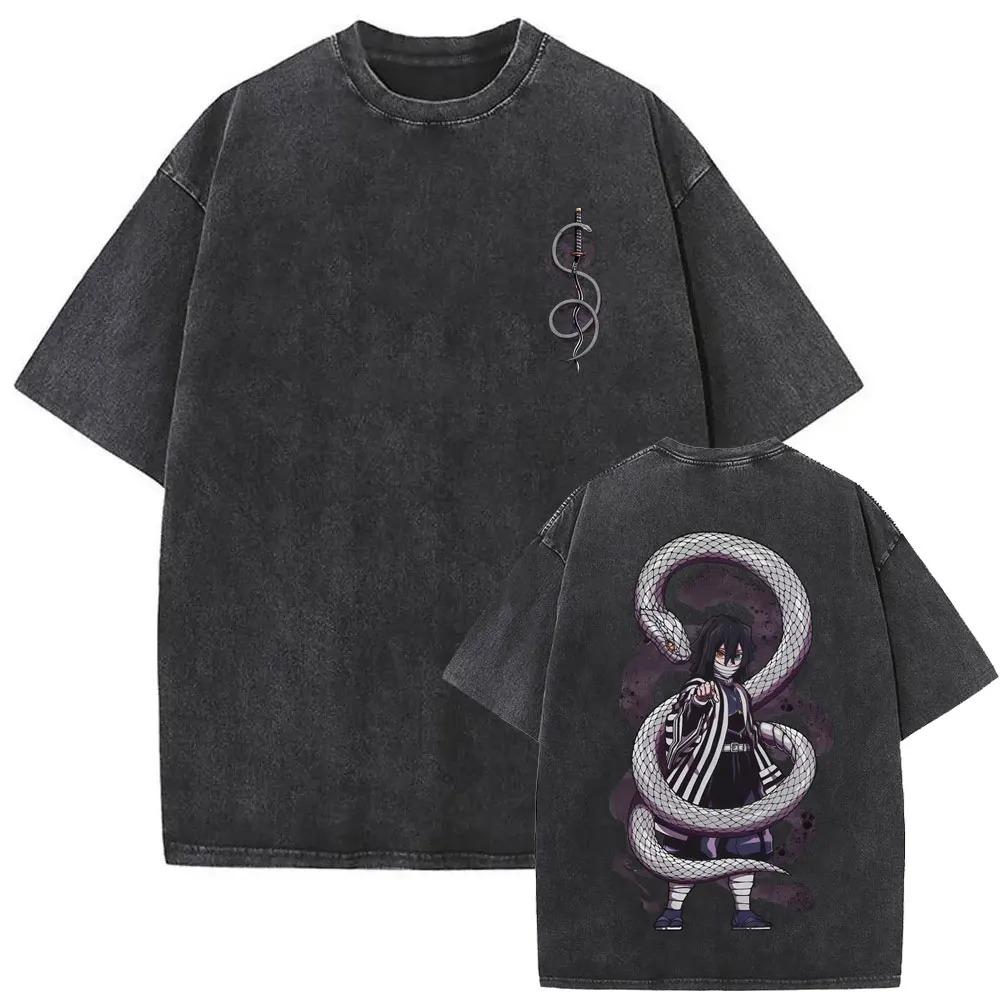 Demon Slayer Nezuko Kamado Chibi Vintage Washed DoubleSided Graphic TShirt Oversized Anime Streetwear Tee Unisex Casual Top S