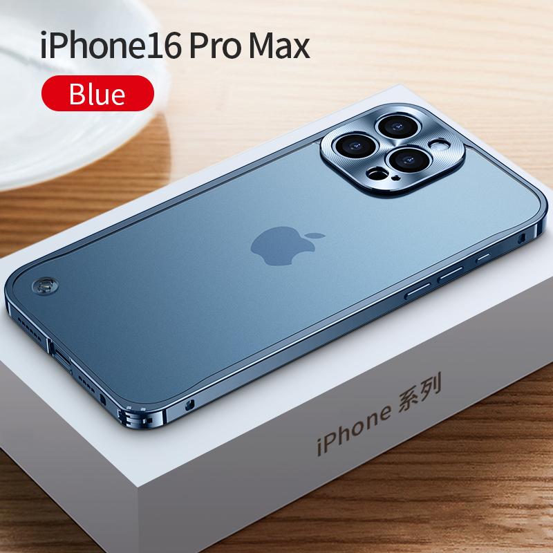 Coque de téléphone à cadre métallique Pour iPhone 17 11 12 13 14 15 16 Pro Max Alliage d'aluminium Protection Complète de l'Objectif Coque Arrière Métallique Plaqué Pour iPhone 13 mini