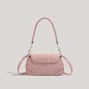 Pink White Ctrast Soft Leather Handbag PU Crossbody Bow Decorated Underarm Purse Sweet Style Women Pack Fashi Daily Bag