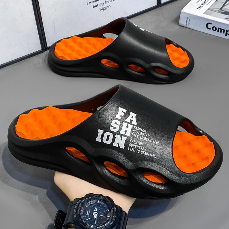 Fashion Trend Men's Slippers Indoor Home Thickened Super Soft Sole Sandals Letter Men's Beach Shoes Outdoor