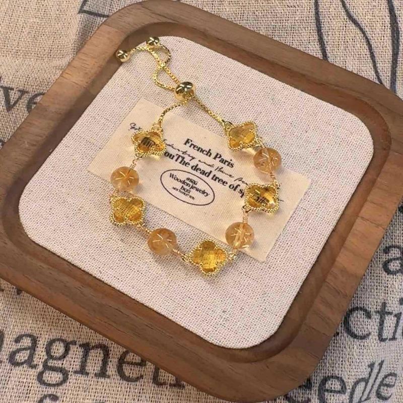 1 шт. Четырехлистник Имитация Блондинка Золото Хрусталь Четырехлистник Браслет Регулируемый Ювелирные изделия Женские Премиум Чувство INS