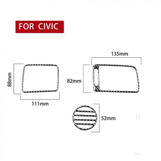 3Pcs For Honda Civic Carbon Fiber Passenger Side Air Vent Outlet Cover Trim