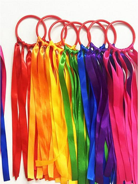 Rainbow Dance Hand Kite with Colorful Ribbon Streamers for Sports and Play
