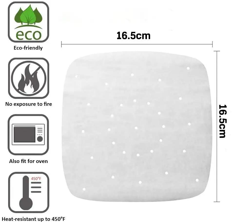 100pcs Air Fryer Parchment Paper Liners 9 Inch Baking Paper Square Perforated Parchment Paper for Steamers Cake Pan Oven Cooking