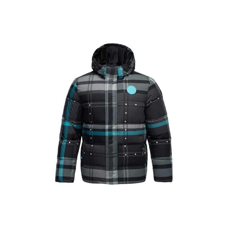 Li Ning Winter Down Jacket Men's Black Gray All Over Print AYMQ237-2