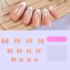 24 Pezzi Unghie Finte Semplici Bianco French Tip Unghie Press-On Unghie Stick-On Mandorla Unghia Finta Lucida per Festa