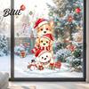 Watercolor Puppy Wall Stickers Christmas Decals, Stacked Dogs Stickers, Self‑Adhesive PVC Xmas Cute for Nursery Bedroom Living Room Home Holiday