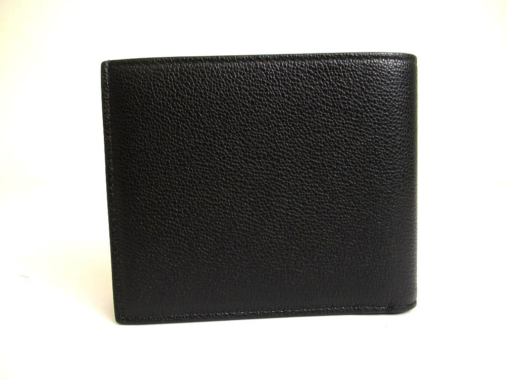 Authentic BVLGARI Black Emerald Green Leather Bifold Wallet Compact Wallet #a896  Refurbished