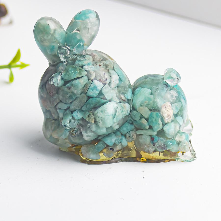 Crystal Rabbit Figurine Gift For Home Office Decor With Natural Gemstone Material