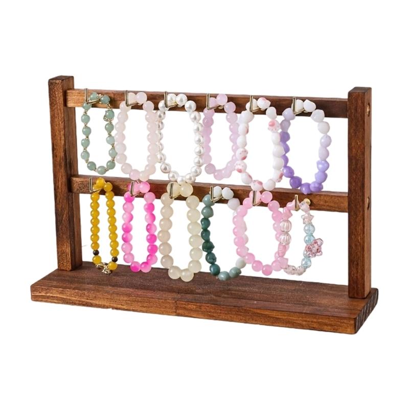 Wooden Jewelry Display Stand For Earrings Necklaces Keychains And Pendants With Natural Finish For Home Or Store Presentation