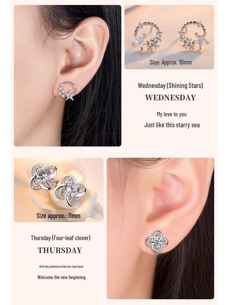 Sterling Silber 925 Ohrstecker Set - Elegant Leichter Luxus für Geburtstags- oder Weihnachtsgeschenke für Mädchen