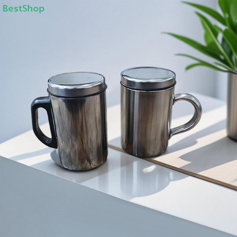 Stainless Steel Double-layer Mug With Lid, Office Insulated Insulated Mug With Handle